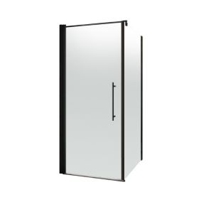 Porte de douche pivotante l.80 x L.80 x H.190 cm, cadre noir et verre brumé, Schulte Newstyle