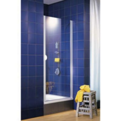 Porte de douche pivotante l.90 x H.180 cm, verre transparent, profilé chromé, Schulte Sunny I