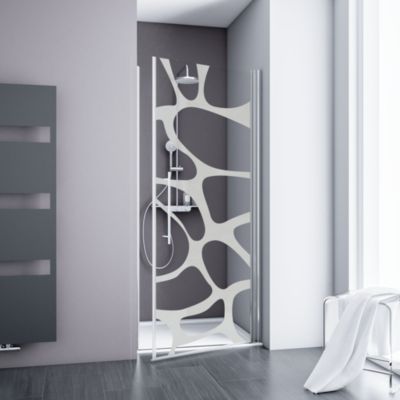 Porte de douche pivotante l.90 x H.192 cm, verre transparent, profilé chromé, Schulte Zoé