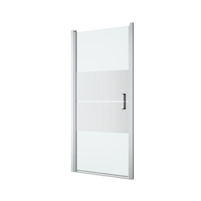 Porte de douche pivotante l.90 x H.195 cm, bandes miroir, profilés alu chrome, GoodHome Ledava