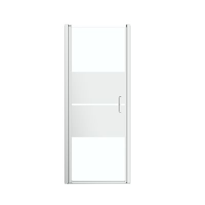 Porte de douche pivotante l.90 x H.195 cm, bandes miroir, profilés aluminium chrome, GoodHome Ledava