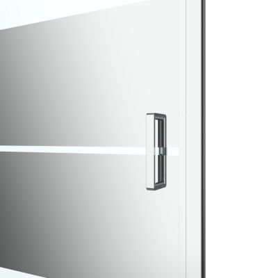 Porte de douche pivotante l.90 x H.195 cm, bandes miroir, profilés aluminium chrome, GoodHome Ledava