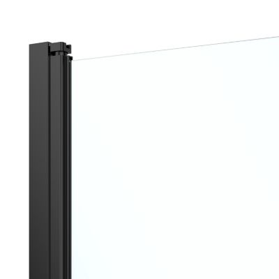 Porte de douche pivotante l.90 x H.195 cm, verre transparent, profilés aluminium noir, GoodHome Ledava