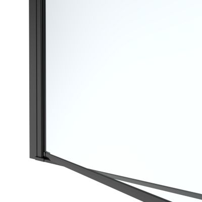 Porte de douche pivotante l.90 x H.195 cm, verre transparent, profilés aluminium noir, GoodHome Ledava