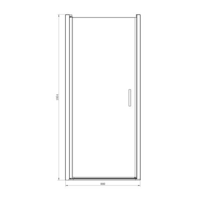 Porte de douche pivotante l.90 x H.195 cm, verre transparent, profilés aluminium noir, GoodHome Ledava