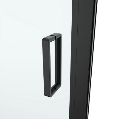 Porte de douche pivotante l.90 x H.195 cm, verre transparent, profilés aluminium noir, GoodHome Ledava