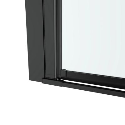 Porte de douche pivotante l.90 x H.195 cm, verre transparent, profilés aluminium noir, GoodHome Ledava