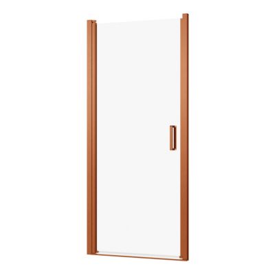 Porte de douche pivotante l.90 x H.195 cm, verre transparent, profilés cuivre, GoodHome Ledava