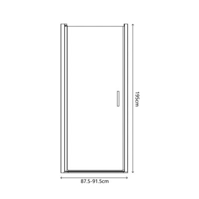Porte de douche pivotante l.90 x H.195 cm, verre transparent, profilés cuivre, GoodHome Ledava