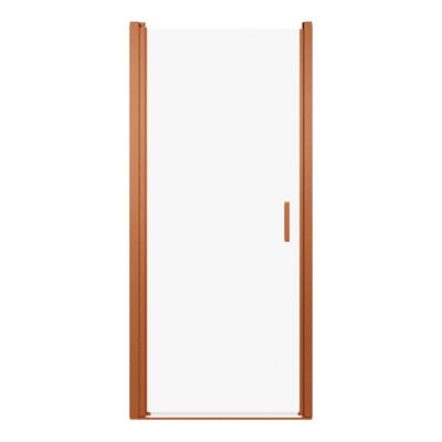 Porte de douche pivotante l.90 x H.195 cm, verre transparent, profilés cuivre, GoodHome Ledava