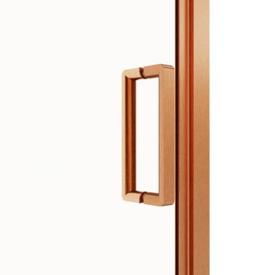Porte de douche pivotante l.90 x H.195 cm, verre transparent, profilés cuivre, GoodHome Ledava