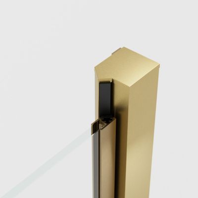 Porte de douche pivotante l.90 x H.195 cm, verre transparent, profilés doré, GoodHome Ledava