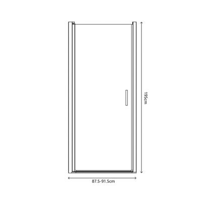 Porte de douche pivotante l.90 x H.195 cm, verre transparent, profilés doré, GoodHome Ledava