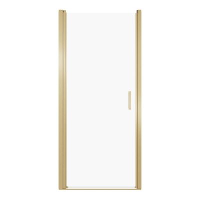 Porte de douche pivotante l.90 x H.195 cm, verre transparent, profilés doré, GoodHome Ledava