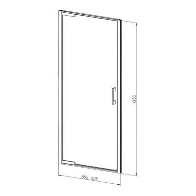 Porte de douche pivotante l.90 x H.195 cm, verre transparent, profilés noir, GoodHome Evanna