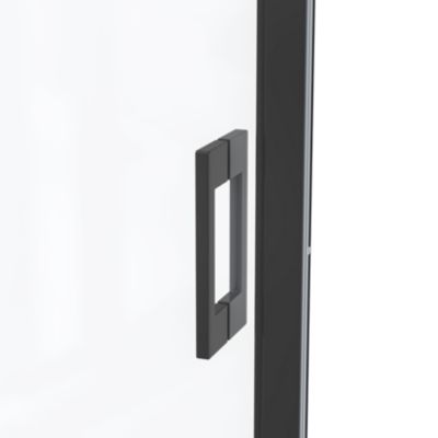 Porte de douche pivotante l.90 x H.195 cm, verre transparent, profilés noir, GoodHome Evanna
