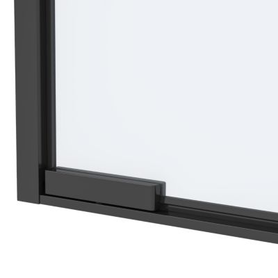 Porte de douche pivotante l.90 x H.195 cm, verre transparent, profilés noir, GoodHome Evanna