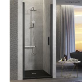 Porte de douche pivotante NARDI profil noir mat 55-59 cm