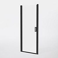 Porte de douche pivotante noir GoodHome Beloya transparente 90 cm