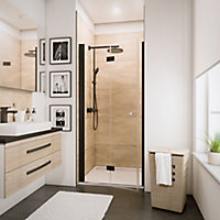 Porte de douche pivotante-pliante, 80 x 192 cm, Schulte NewStyle, verre transparent anticalcaire, profilé noir