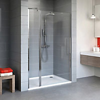 Porte de douche pivotante sur élément fixe Schulte NewStyle profilé aspect chromé l.100 x H.192 cm