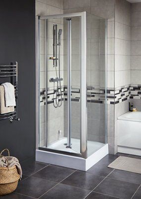 Porte de douche pliante 80 cm transparente Cooke & Lewis Onega
