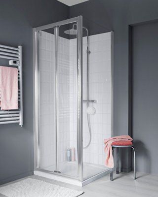 Porte de douche pliante 80 cm transparente Cooke & Lewis Onega