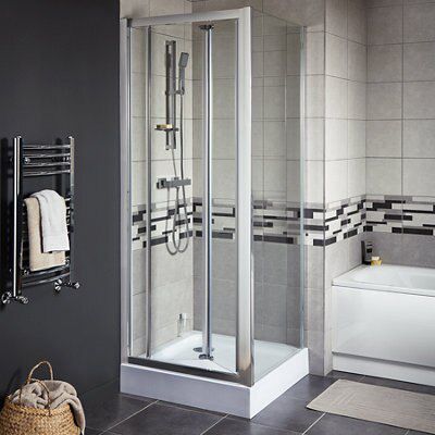 Porte de douche pliante 80 cm transparente Cooke & Lewis Onega