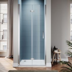 Porte de douche pliante blanche 76x195cm SIRHONA Porte de douche pivotante en verre de sécurité 6mm
