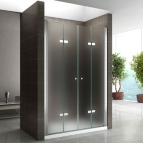 Porte de douche pliante EMMY H.185 largeur réglable 100 à 104 cm verre opaque - Saniverre