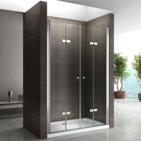 Porte de douche pliante EMMY H.185 largeur réglable 100 à 104 cm verre transparent - Saniverre