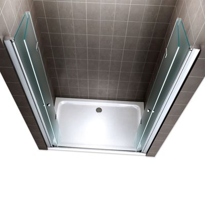 Porte de douche pliante EMMY H.185 largeur réglable 72 à 76 cm verre opaque - Saniverre