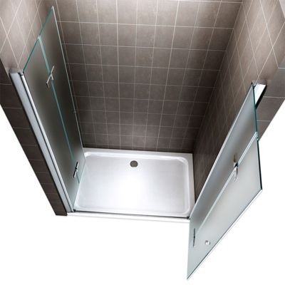 Porte de douche pliante EMMY H.185 largeur réglable 72 à 76 cm verre opaque - Saniverre