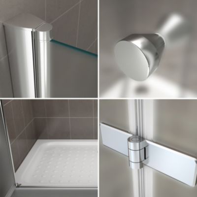 Porte de douche pliante EMMY H.185 largeur réglable 72 à 76 cm verre opaque - Saniverre