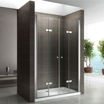 Porte de douche pliante EMMY H.185 largeur réglable 96 à 100 cm verre transparent - Saniverre