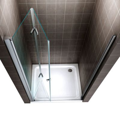 Porte de douche pliante MONA H.195 - largeur réglable de 76 à 80 cm verre transparent - Saniverre