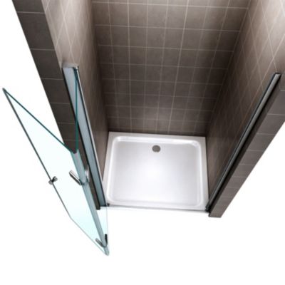 Porte de douche pliante MONA H.195 - largeur réglable de 76 à 80 cm verre transparent - Saniverre