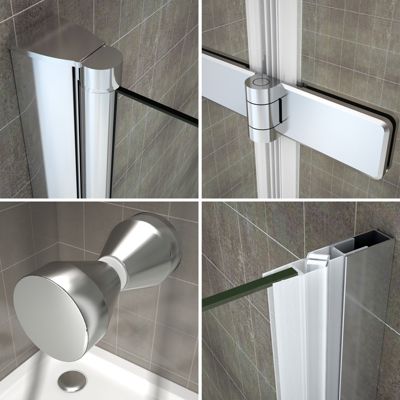 Porte de douche pliante MONA H.195 - largeur réglable de 76 à 80 cm verre transparent - Saniverre