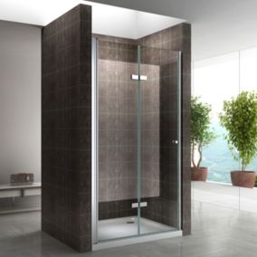 Porte de douche pliante MONA H.195 - largeur réglable de 80 à 84 cm verre transparent - Saniverre