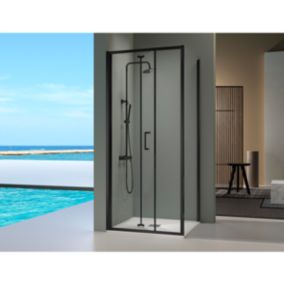 Porte de douche pliante PRISMA noir mat 80 cm Sans paroi latérale