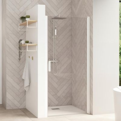 Porte de douche pliante SMART Design sans seuil (conforme PMR) L90cm H2,05m blanc