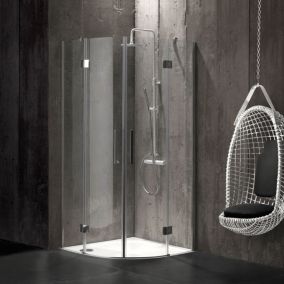 Porte De Douche Semi-Circulaire 90X90 En Verre Sans Cadre De 6 Mm - London