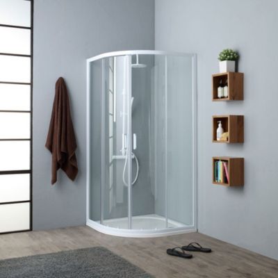 Porte De Douche Semi-Circulaire Avec Profilés Blancs 80X80 Cm - Venere