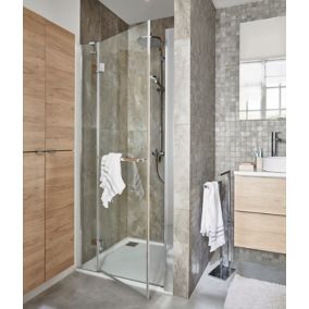 Porte de douche semi pivotante GoodHome Naya transparent 90 cm