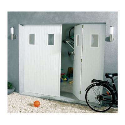 Porte de garage 4 vantaux PVC hublots Helsinki - L.240 x h.200 cm (en kit)