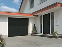 Porte de garage basculante acier gris RAL 7016 - l.237,5 x h.200 cm - manuelle (pré-montée)