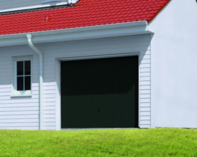 Porte de garage basculante acier gris RAL 7016 - l.237,5 x h.200 cm - manuelle (pré-montée)