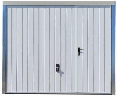 Porte de garage basculante blanc avec portillon droit l.240 x H.200 cm x Ep.20 mm