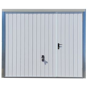 Porte de garage basculante blanc avec portillon droit l.240 x H.200 cm x Ep.20 mm