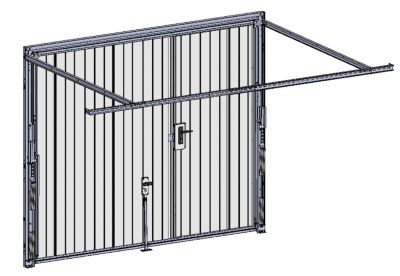 Porte de garage basculante blanc avec portillon droit l.240 x H.200 cm x Ep.20 mm